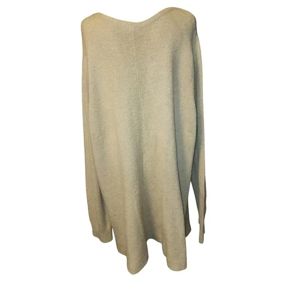 Ellos Cozy Knit Sweater Tunic Button Accent Beige 1X - Picture 3 of 8